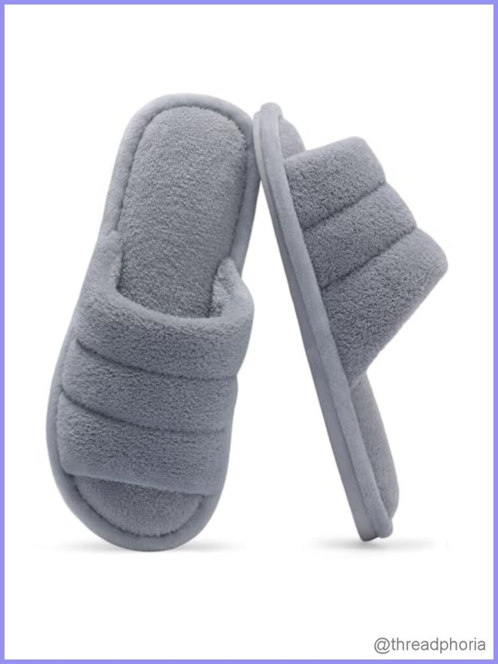 Open Toe Terry Cloth Slippers for Women Memory Foam House Shoes